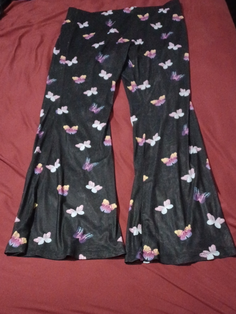 Forever 21+ Sheer Black Butterfly Print Flared Pants Size 1X